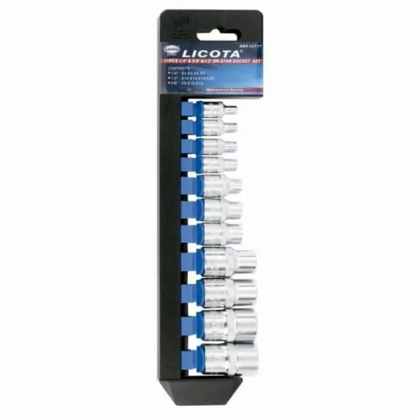 Vasos cortos Torx 1/4”, 3/8”, 1/2” 11 piezas