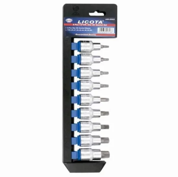 Vasos + punta 1/2” Torx (55 mmL) 9 piezas