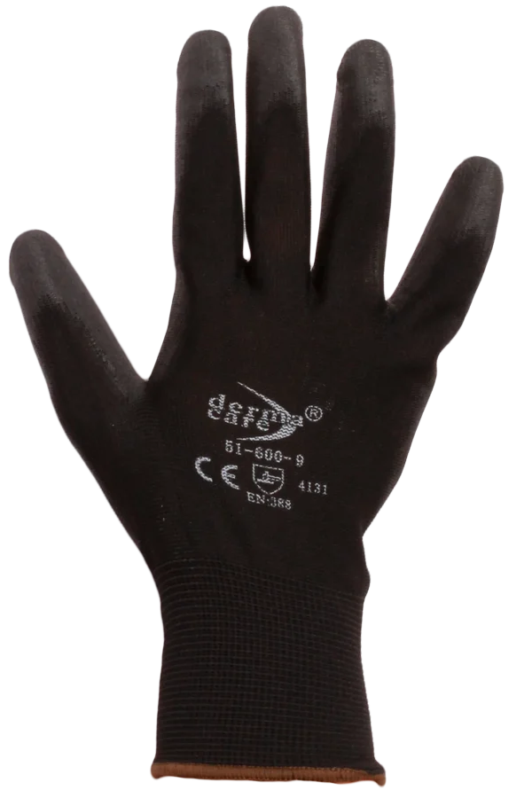Derma Care 51-600 Nylon Palma de PU  Negro (Par)