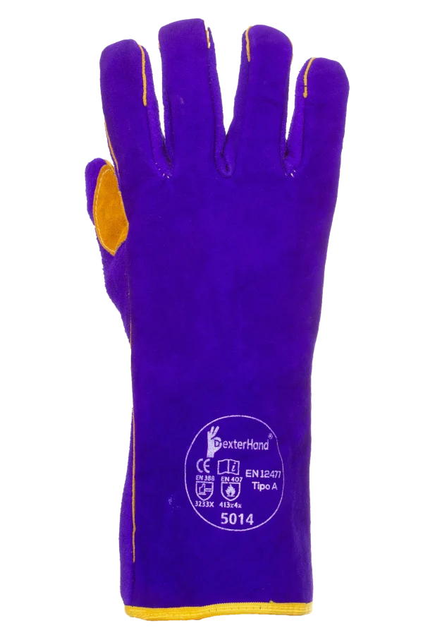 Dexterhand 5014 Guante Soldador Azul Cosido con Hilo Kevlar® y Refuerzo en Palma y Dedo de 14" (Par)
