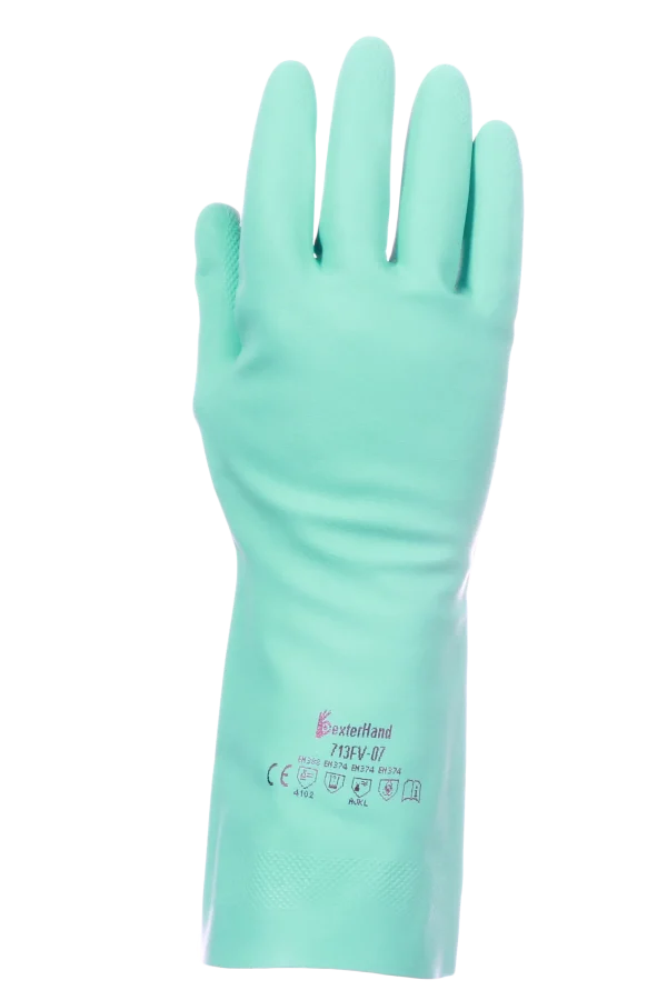 Dexterhand 713FV Guante Nitrilo 13" Largo, 18mil de Espesor.  (Par)