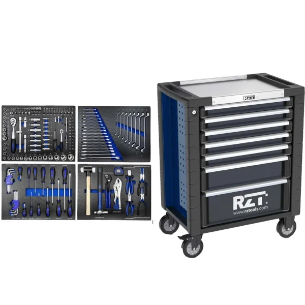 Carro 7 cajones RZ TOOLS + 156 Herramientas BRICOLAJE