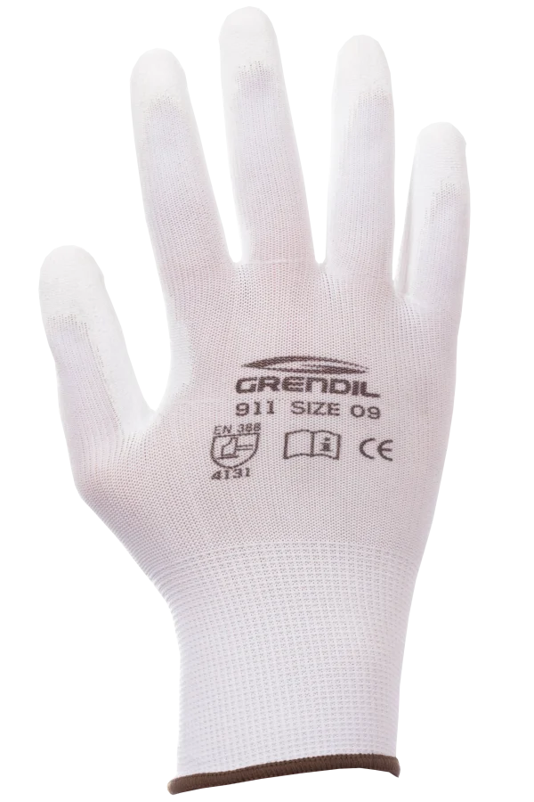 Grendil 911 Guante de nylon y elastano blanco con recubrimiento PU (Par)