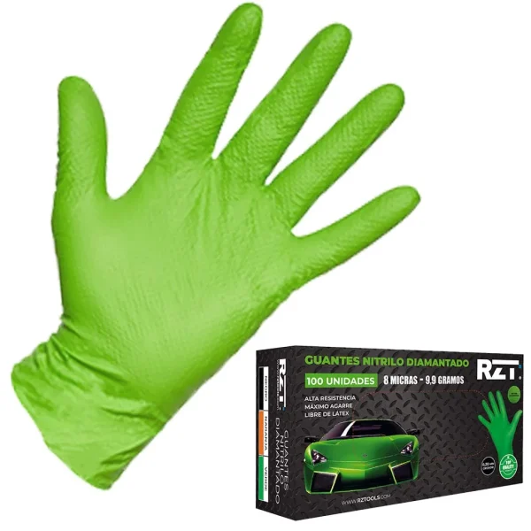 Guantes de nitrilo para mecánicos VERDES