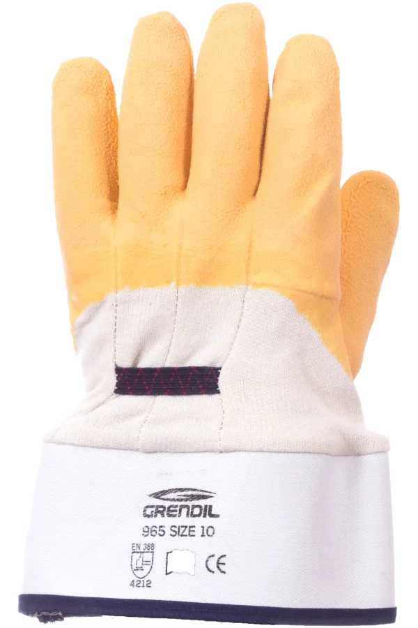 Grendil 965 Guante de Algodón Recubierto de Látex Rugoso Amarillo (Par)