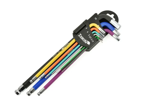 Juego 9 llaves Allen extra largas colores