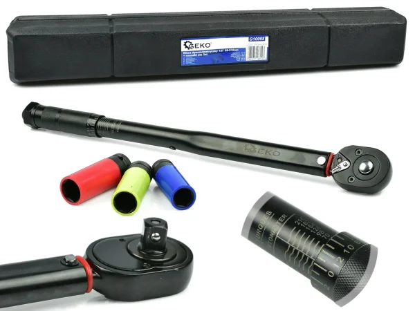 Llave dinamómetrica + juego vasos impacto llantas 1/2