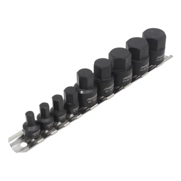 Vasos + punta Impacto Hex 1/4″-3/8″, perfil bajo, 9pcs
