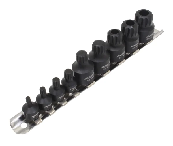 Vasos + punta Impacto Xzn 1/4″-3/8″, perfil bajo, 9pcs