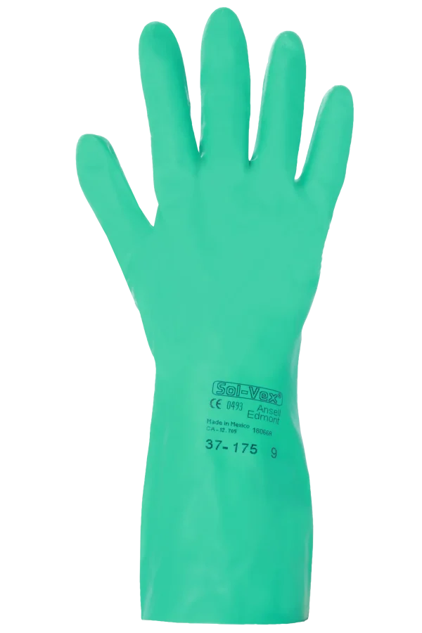 Ansell 37-175 Guante de Nitrilo Verde Sol-Vex de 13" (Par)