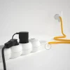 Base multi enchufe schuko con cable textil efecto seda Amarillo CLRM10 - Imagen 6