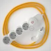 Base multi enchufe schuko con cable textil efecto seda Amarillo CLRM10 - Imagen 5