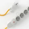 Base multi enchufe schuko con cable textil efecto seda Amarillo CLRM10 - Imagen 7
