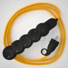 Base multi enchufe schuko con cable textil efecto seda Amarillo CLRM10 - Imagen 2