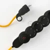 Base multi enchufe schuko con cable textil efecto seda Amarillo CLRM10 - Imagen 4