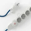Base multi enchufe schuko con cable textil efecto seda Azul CLRM12 - Imagen 7