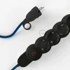 Base multi enchufe schuko con cable textil efecto seda Azul CLRM12 - Imagen 4