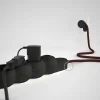 Base multi enchufe schuko con cable textil efecto seda Burdeos - Imagen 3