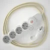 Base multi enchufe schuko con cable textil efecto seda Marfil CLRM00 - Imagen 5