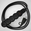 Base múltiple con cable textil efecto seda Negro CLRM04 y clavija Schuko con anillo confort - Imagen 2