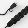 Base múltiple con cable textil efecto seda Negro CLRM04 y clavija Schuko con anillo confort - Imagen 4