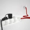 Base multi enchufe schuko con cable textil efecto seda Rojo CLRM09 - Imagen 6