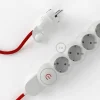 Base multi enchufe schuko con cable textil efecto seda Rojo CLRM09 - Imagen 7
