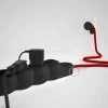 Base multi enchufe schuko con cable textil efecto seda Rojo CLRM09 - Imagen 3