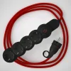 Base multi enchufe schuko con cable textil efecto seda Rojo CLRM09 - Imagen 2