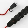 Base multi enchufe schuko con cable textil efecto seda Rojo CLRM09 - Imagen 4