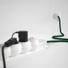 Base multi enchufe schuko con cable textil efecto seda Verde Oscuro - Imagen 6