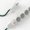 Base multi enchufe schuko con cable textil efecto seda Verde Oscuro - Imagen 7