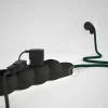 Base multi enchufe schuko con cable textil efecto seda Verde Oscuro - Imagen 3