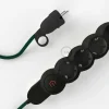 Base multi enchufe schuko con cable textil efecto seda Verde Oscuro - Imagen 4
