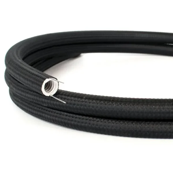 Tubo flexible revestimiento textil efecto seda negro Ø20 mm