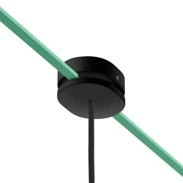 Florón oval de madera 2+1 salidas para cable textil guirnalda Sistema Filé