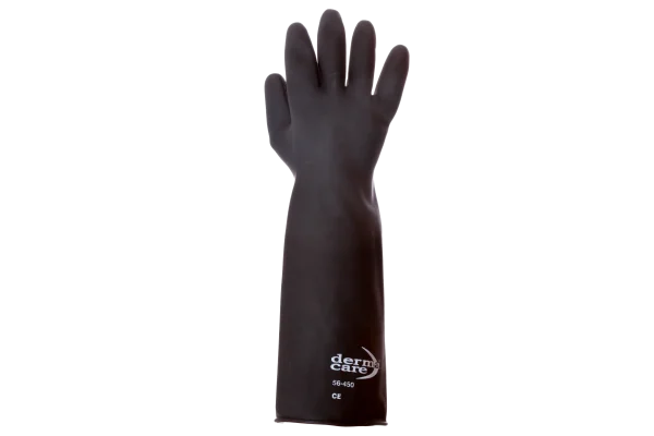 Derma Care 56-450 Guante Negro de Látex contra Ácidos (Par)