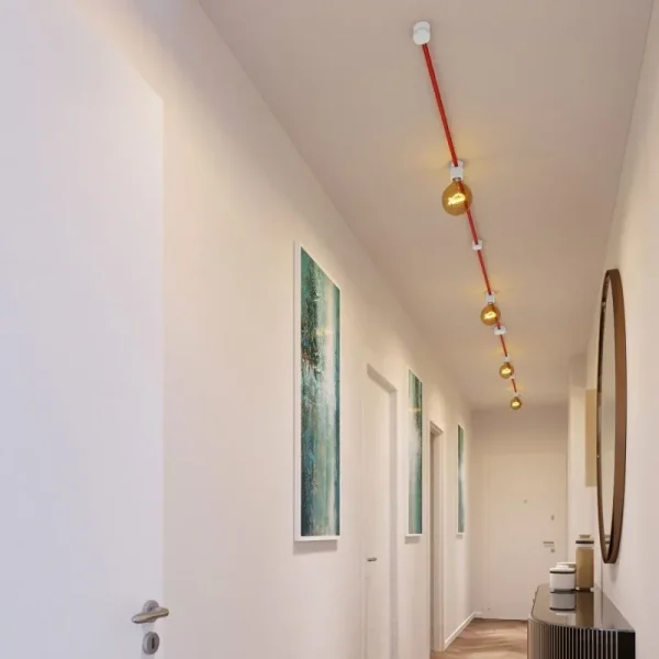 Guirnalda linear cable textil 9 accesorios color blanco 5mts