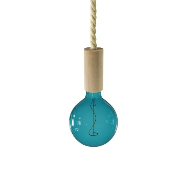 Lámpara colgante accesorios de madera y cordón náutico XL