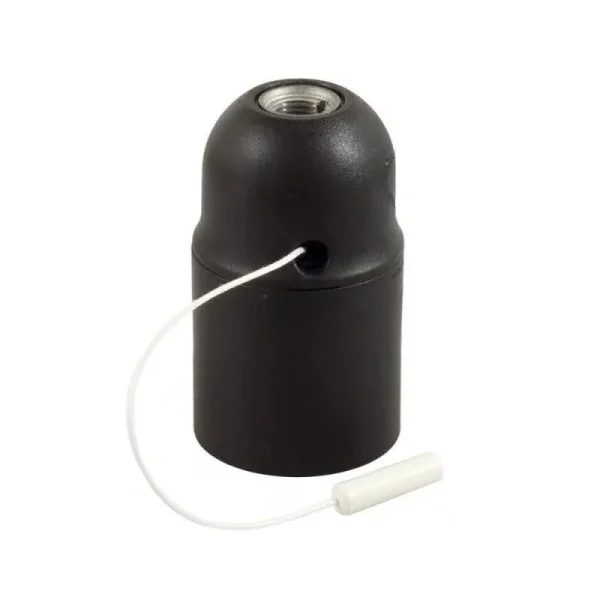 Portalámparas termoplástico liso con tirador E27