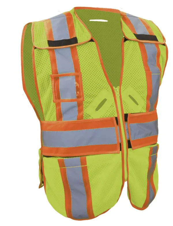 Jyrsa SR-1216 Chaleco Desmonatble Amarillo de Tela Jersey de Alta Visibilidad con Reflejante Textil Bicolor y abertura para usar arnés (pza)