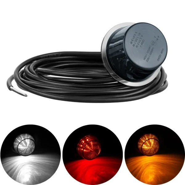 Luces de señalización danesas de estilo antiguo con lentes oscuras, insertos LED / Cable de 5 m