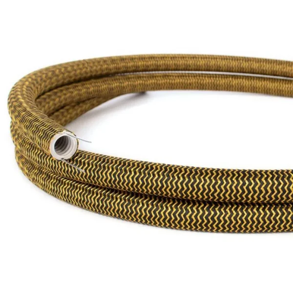 Tubo flexible revestimiento textil CLRZ24 efecto seda oro y negro Ø20 mm