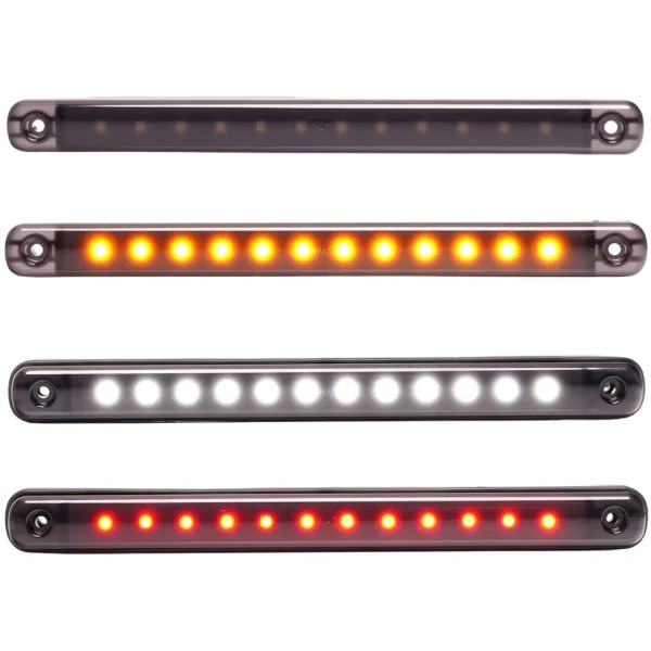 Luz de marcador ahumada negra WAS larga de 238 mm / lente oscura / 12 LED